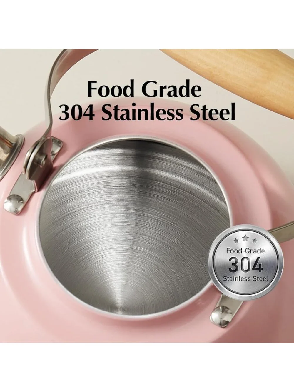 ROCKURWOK 1.6 Quart Pink Whistling Tea Kettle Stainless Steel Stovetop Tea Pot